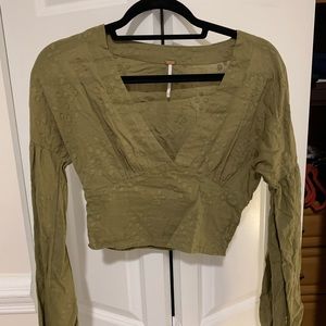 Free People cropped shirt with bell sleeves. XS